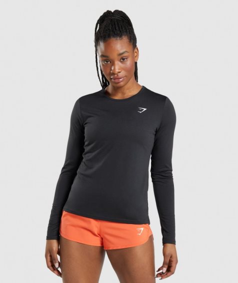 Women's Gymshark Training Long Sleeve Top T-Shirts Black | CA 5703N1